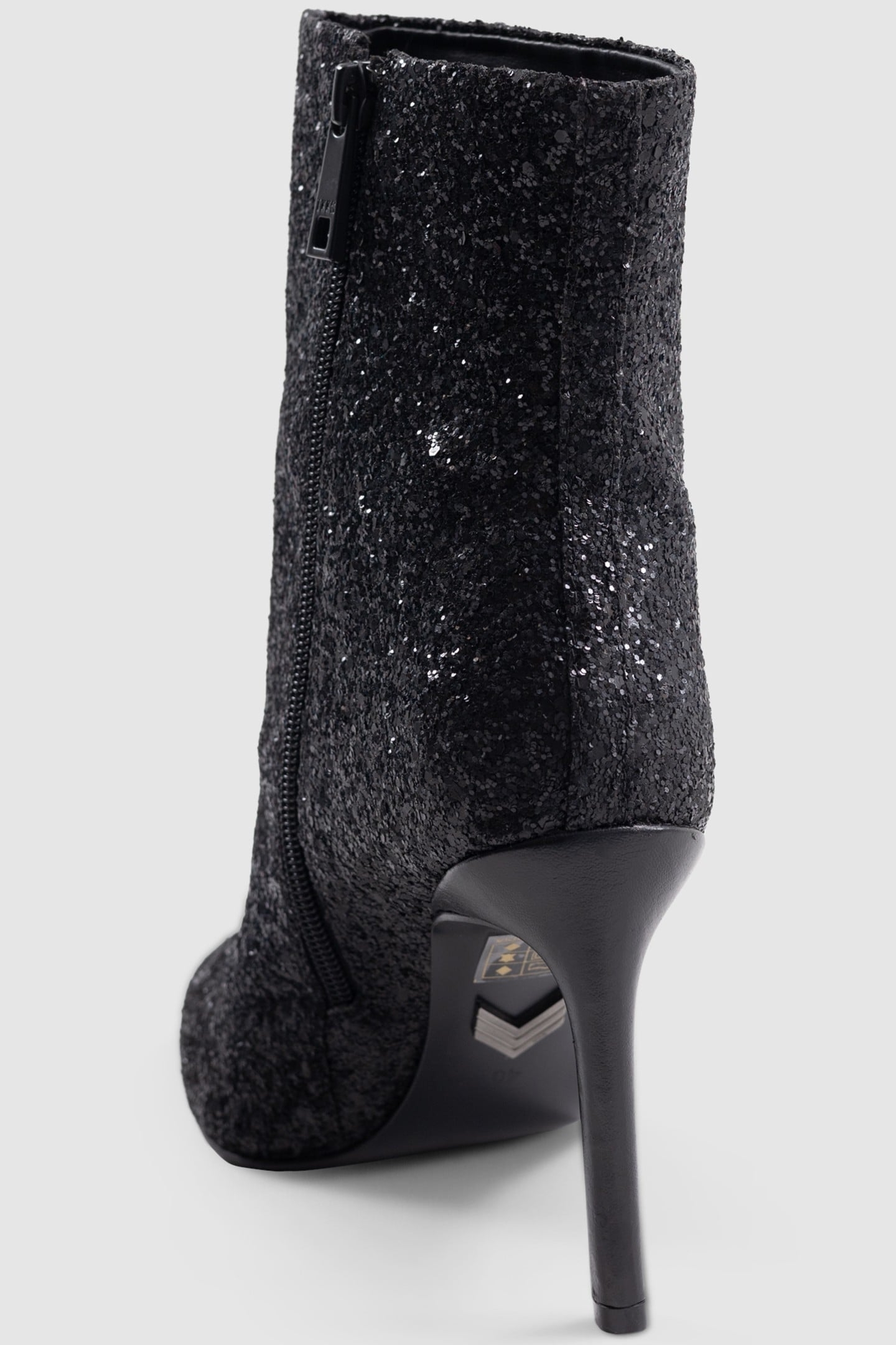 PURE EDITION-BLACK GLITTER HEELED BOOTIES 3
