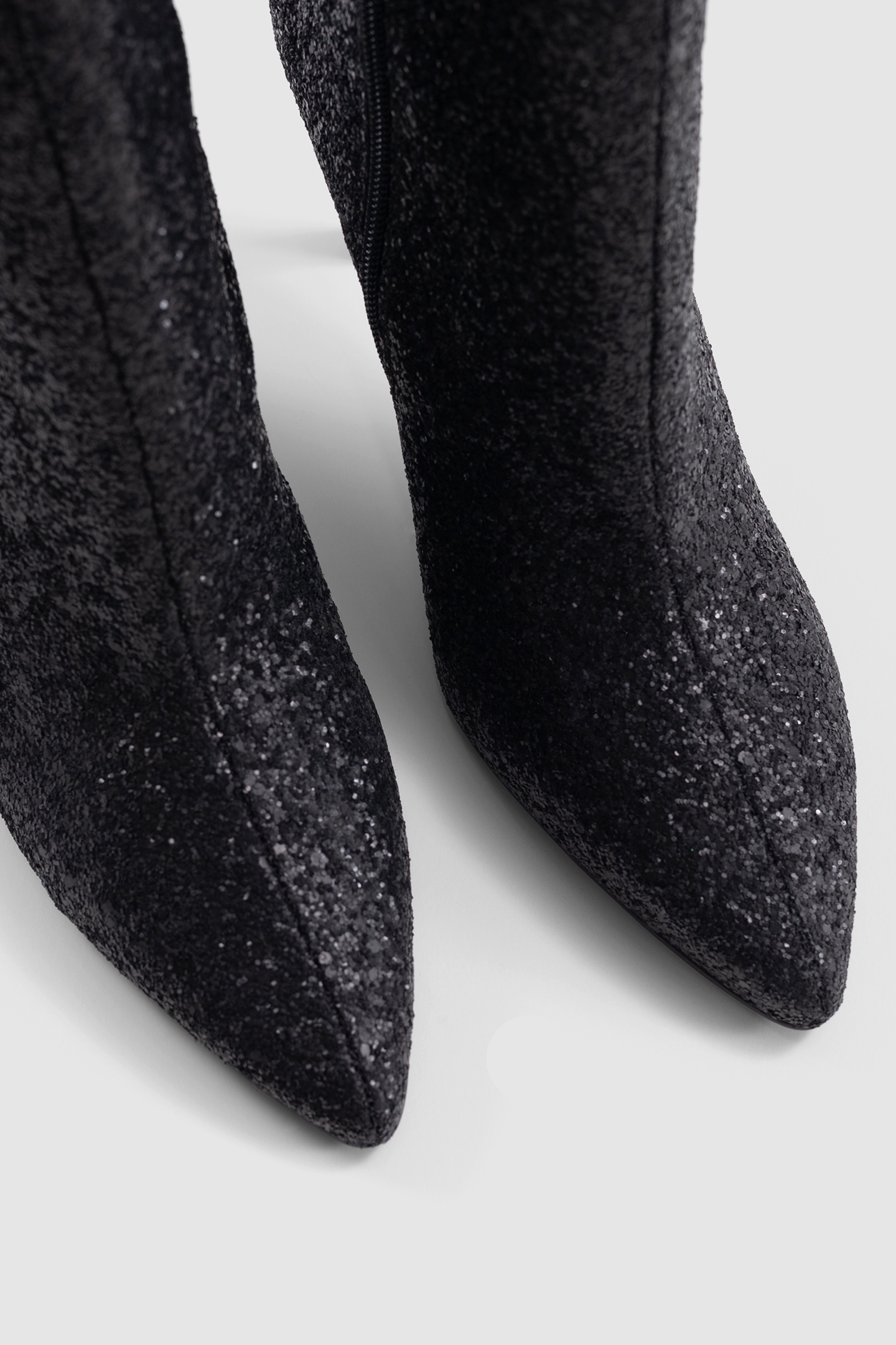 PURE EDITION-BLACK GLITTER HEELED BOOTIES 5