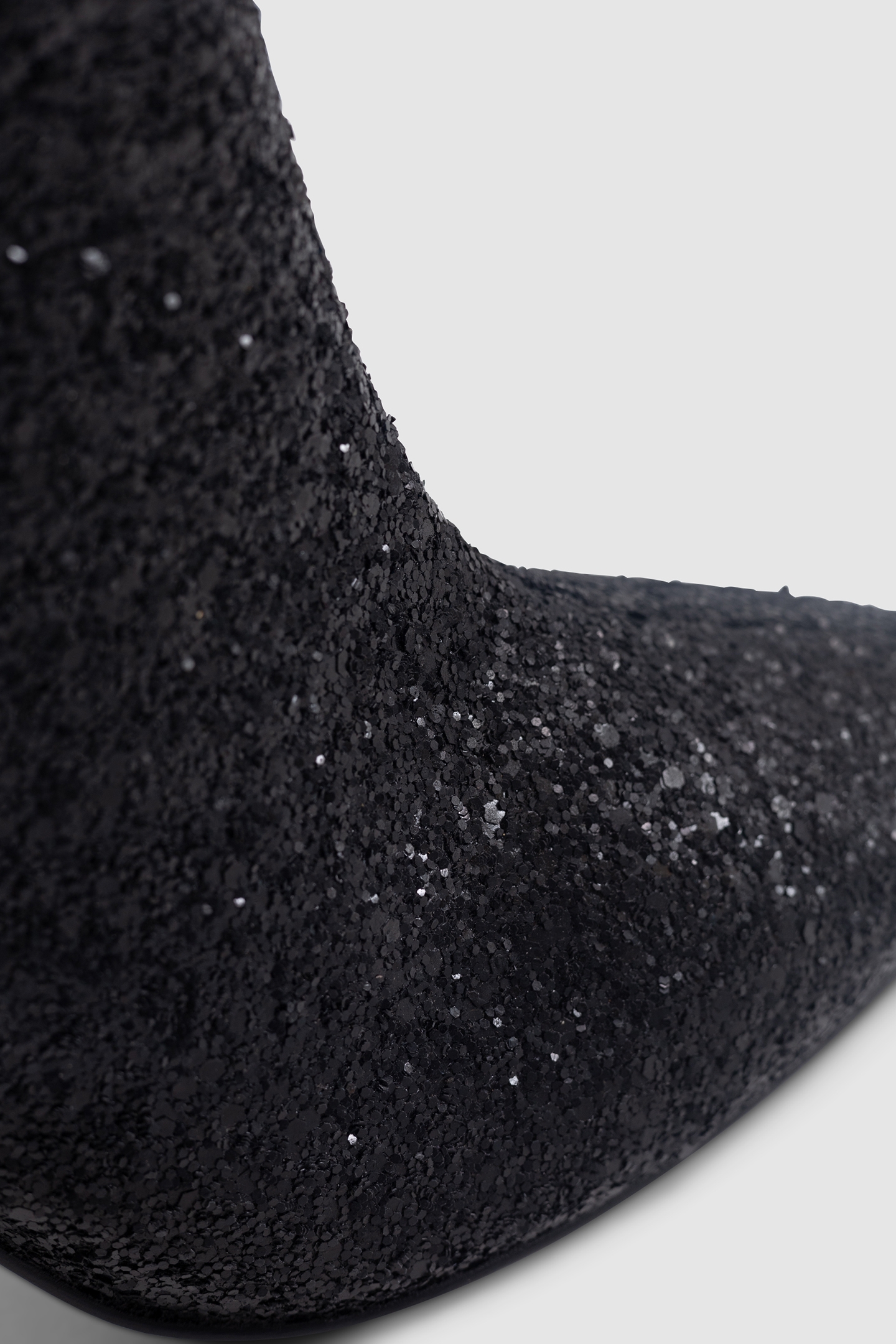 PURE EDITION-BLACK GLITTER HEELED BOOTIES 7