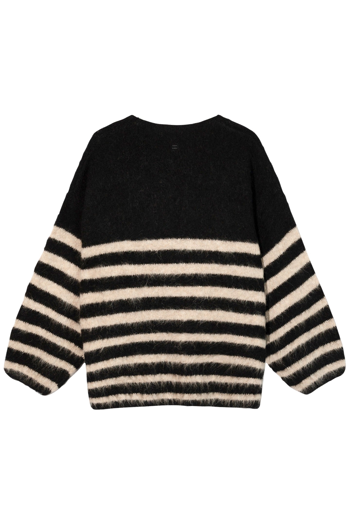 SOFT HAIRY SWEATER STRIPES BLACK/LIGHT LATTE 5