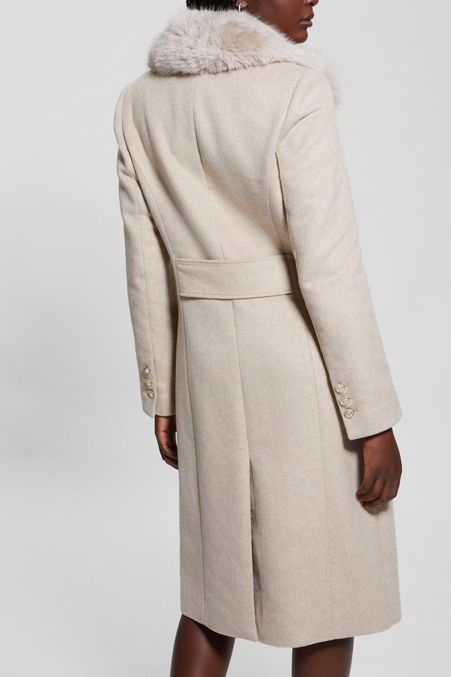 GUESS ECO NANCY FIT COAT FAUX CEMENTO MULTI 8