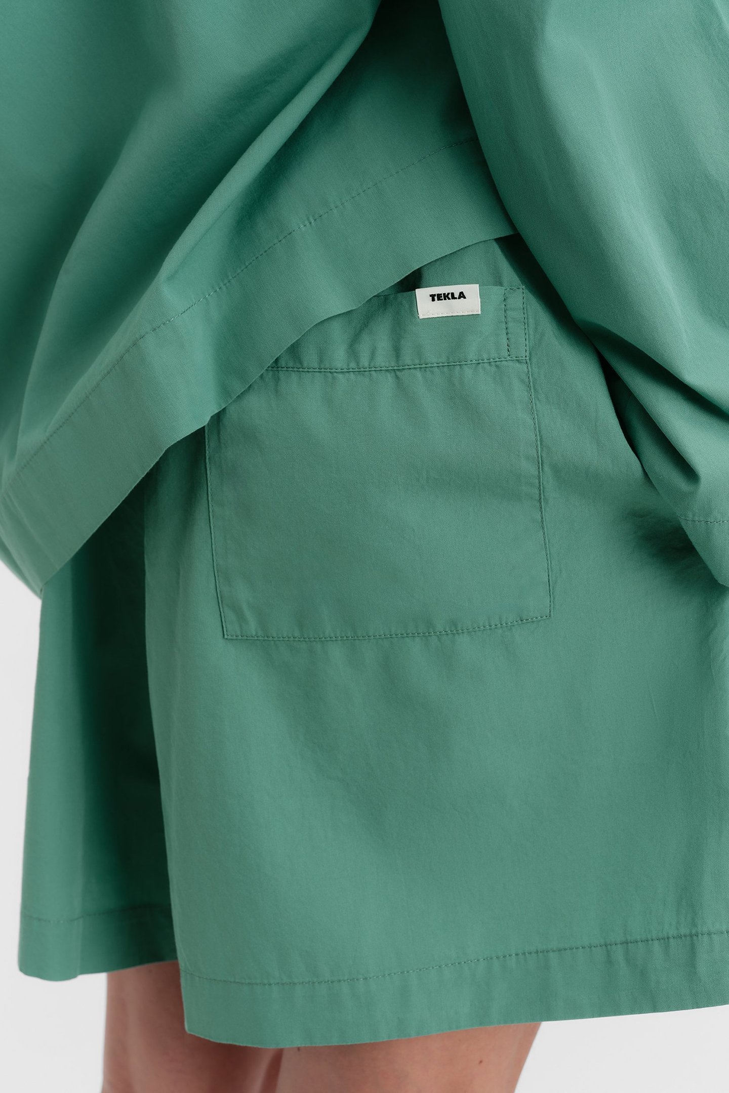 UNISEX POPLIN PYJAMAS SHORTS VINTAGE GREEN 5