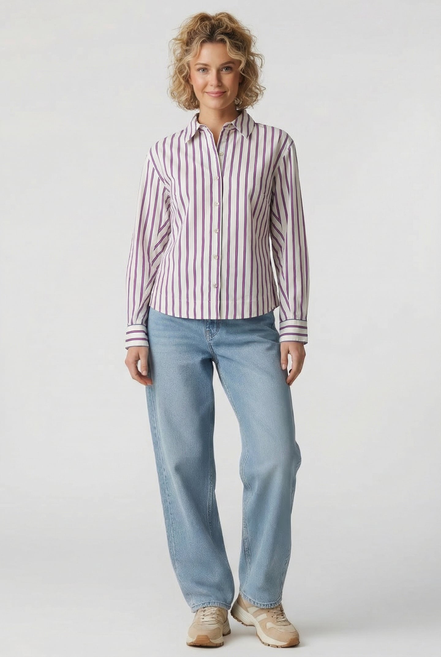 BLOUSE STRIPED POPLIN CREAM 1