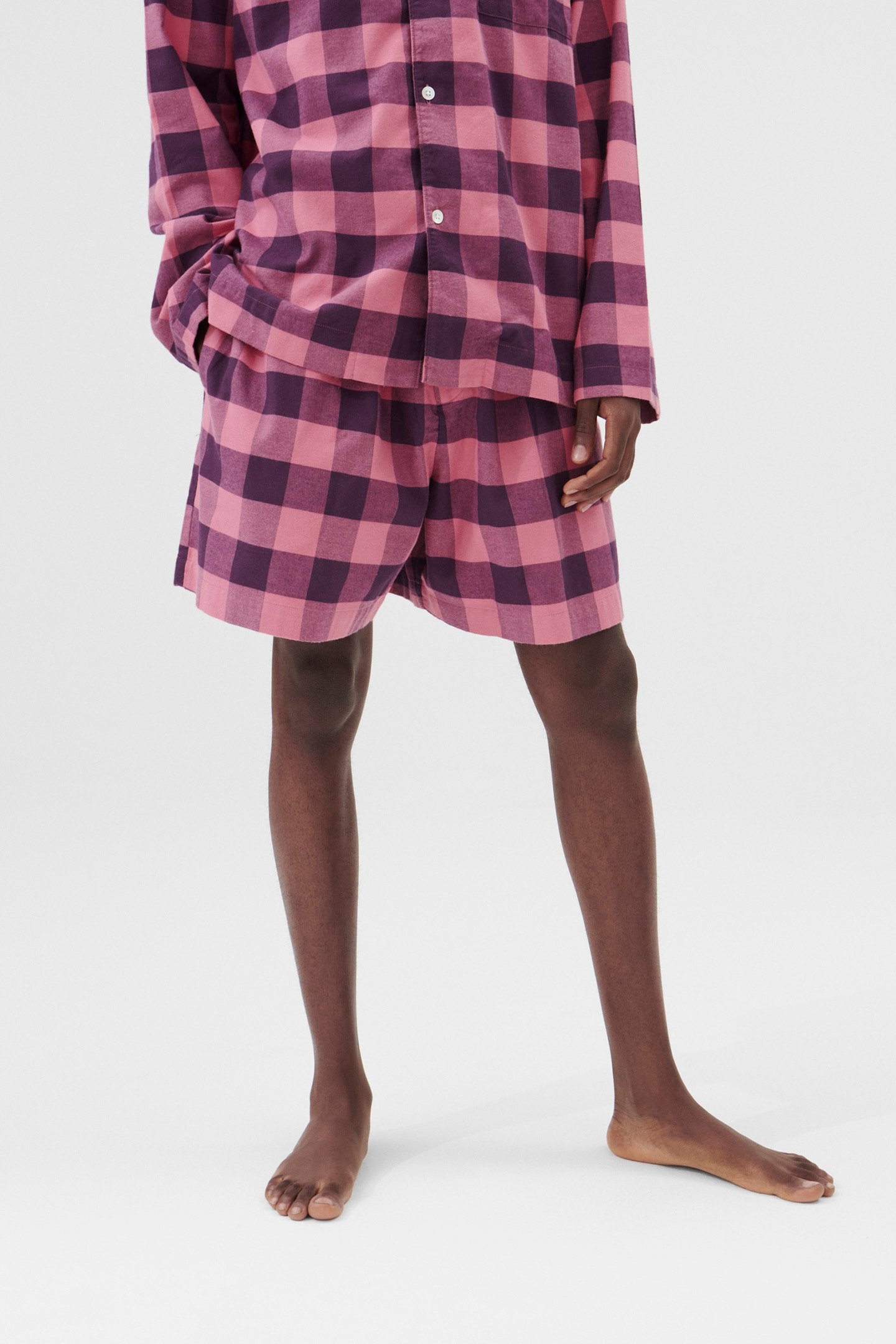 UNISEX FLANNEL, PYJAMAS SHORTS PINK GINGHAM 1