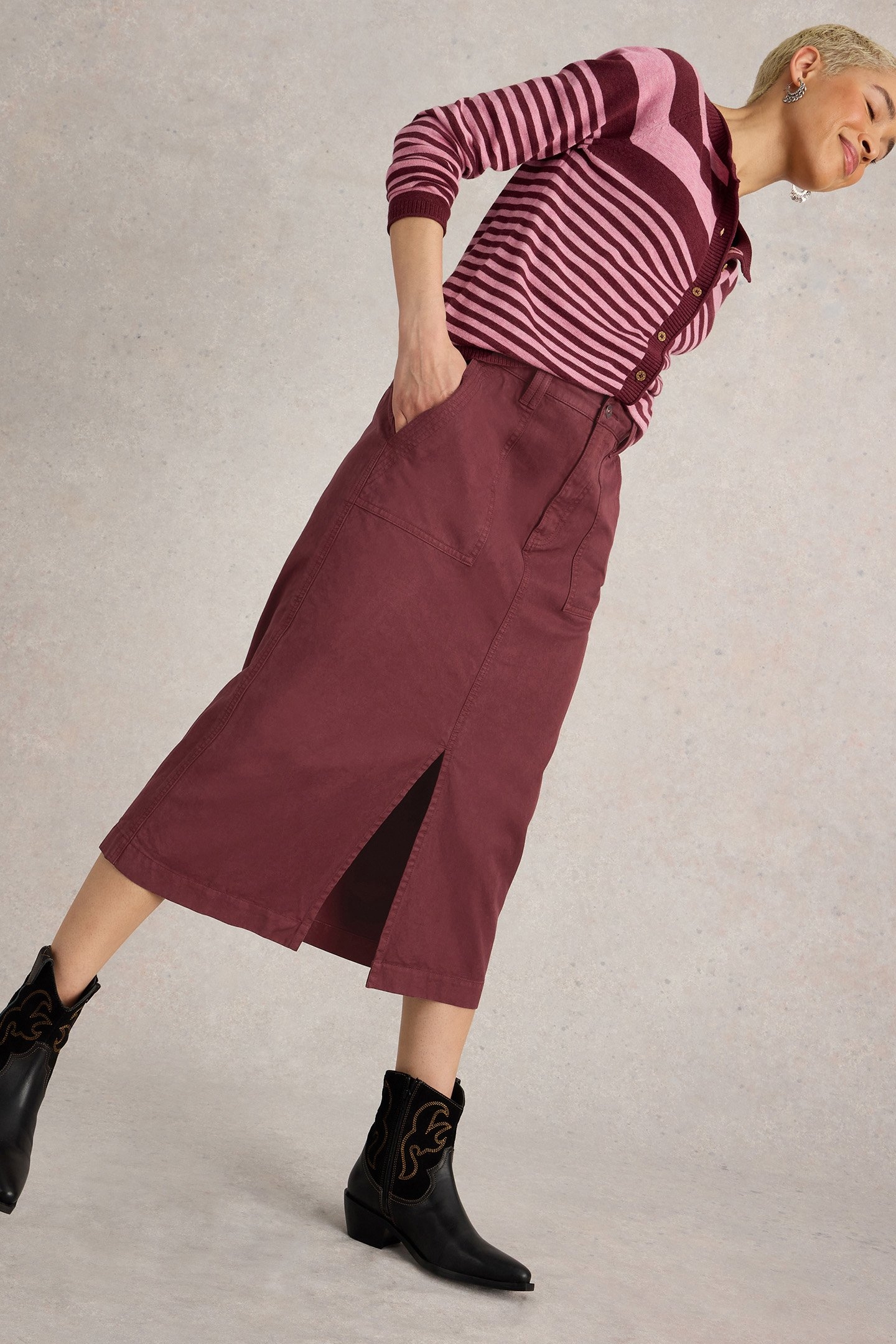 MAREN MIDI SKIRT DARK PLUM 4