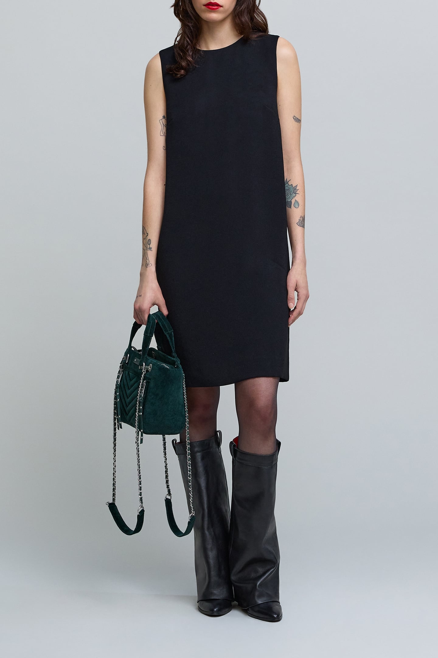 BLACK JEWEL-BACK CHASUBLE DRESS 3