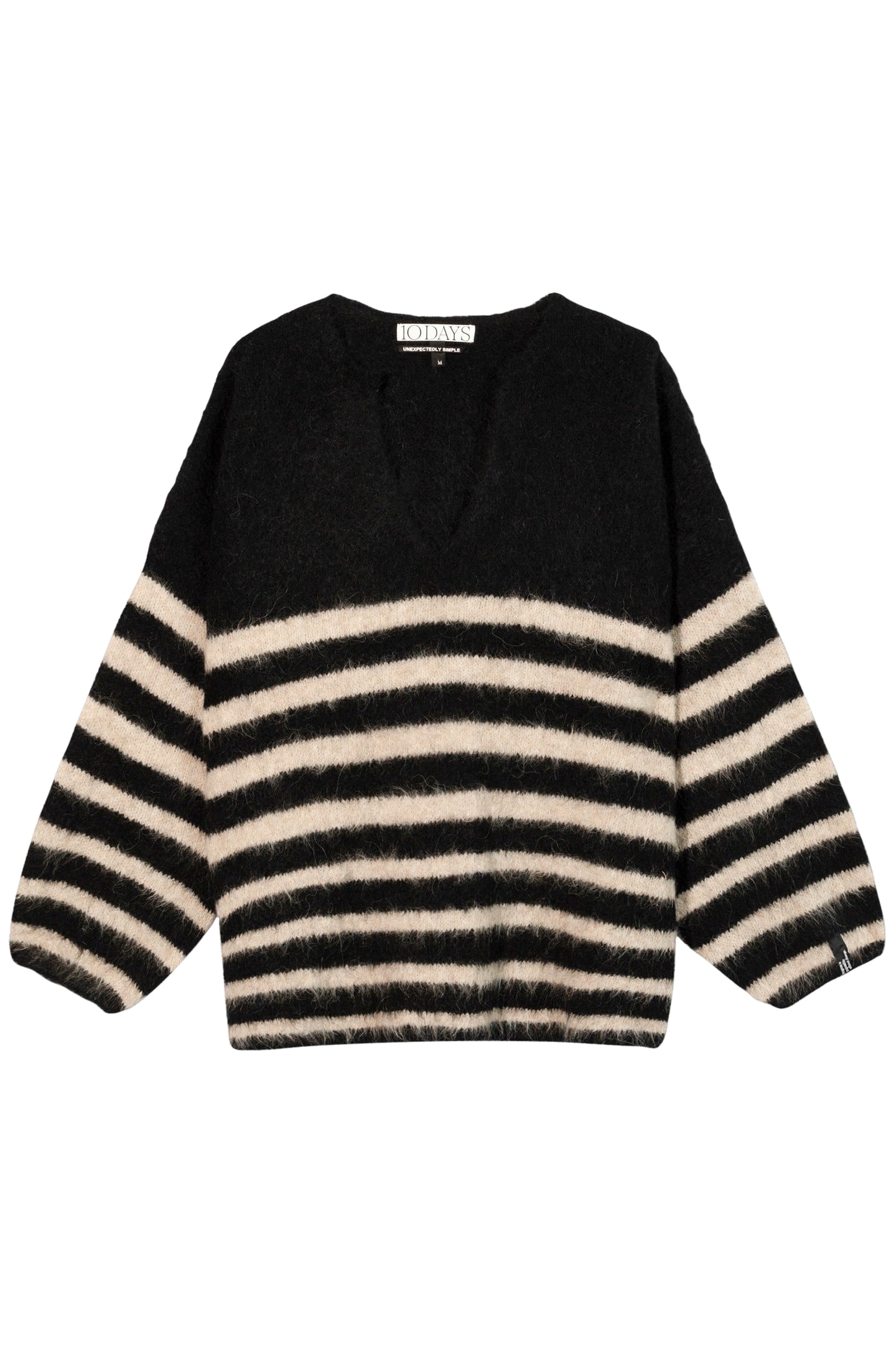SOFT HAIRY SWEATER STRIPES BLACK/LIGHT LATTE 4