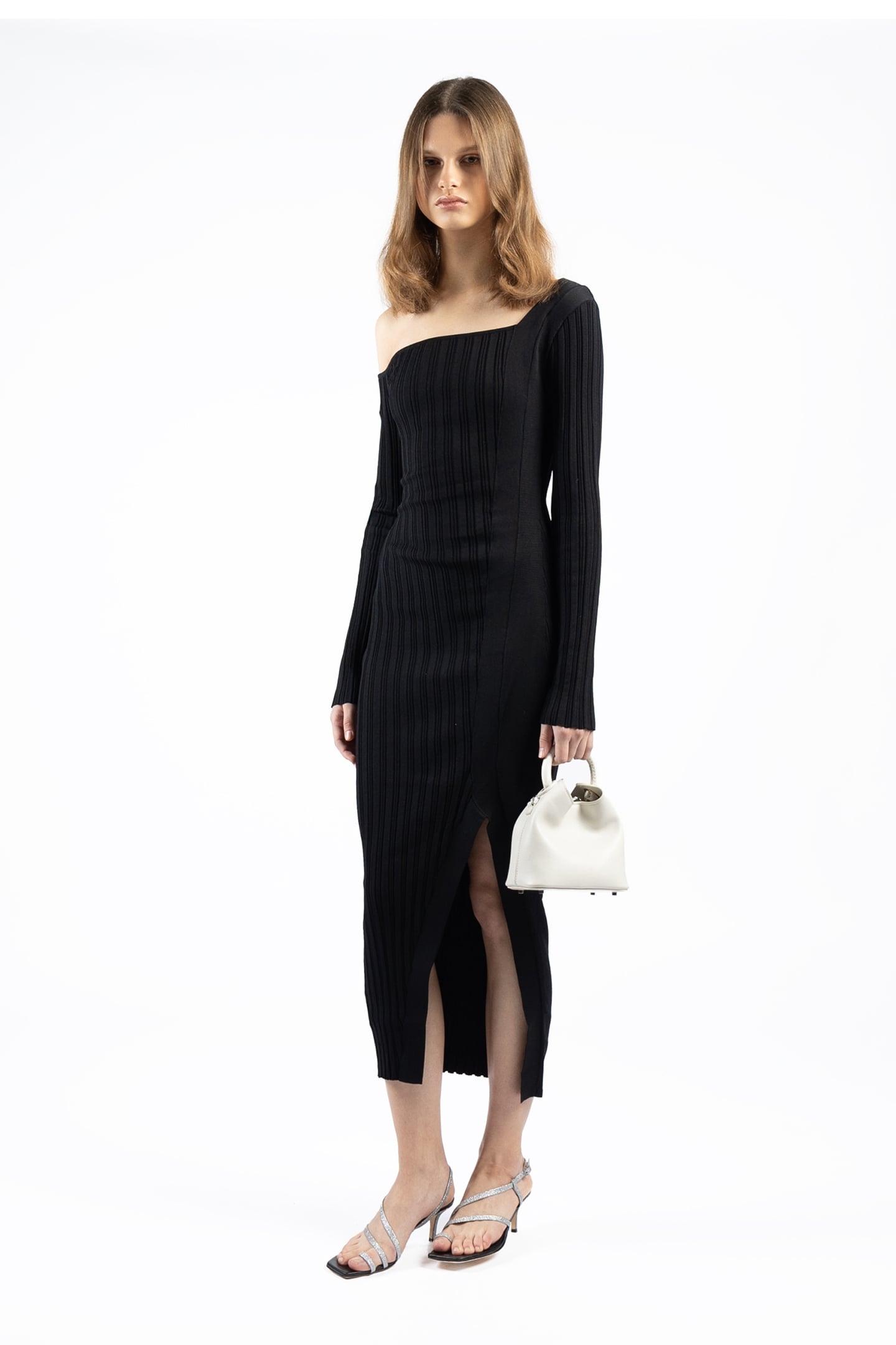 ASYMETRIC FITTED DRESS BLACK 3