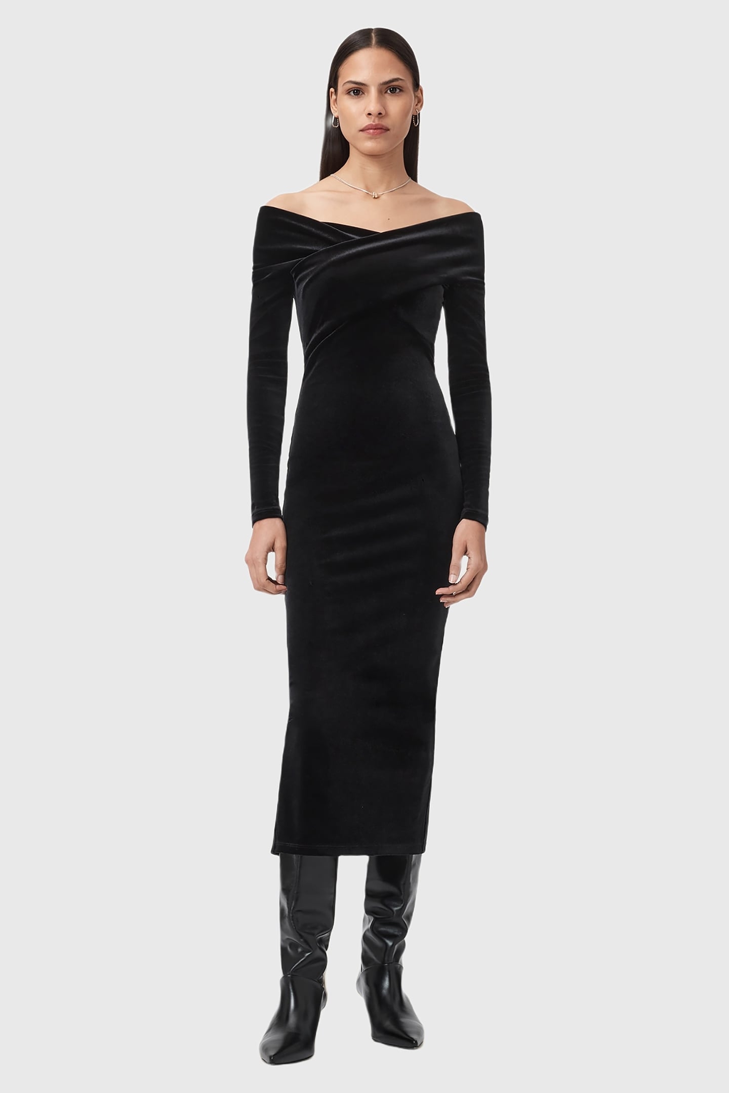 DELTA VELVET DRESS BLACK 1