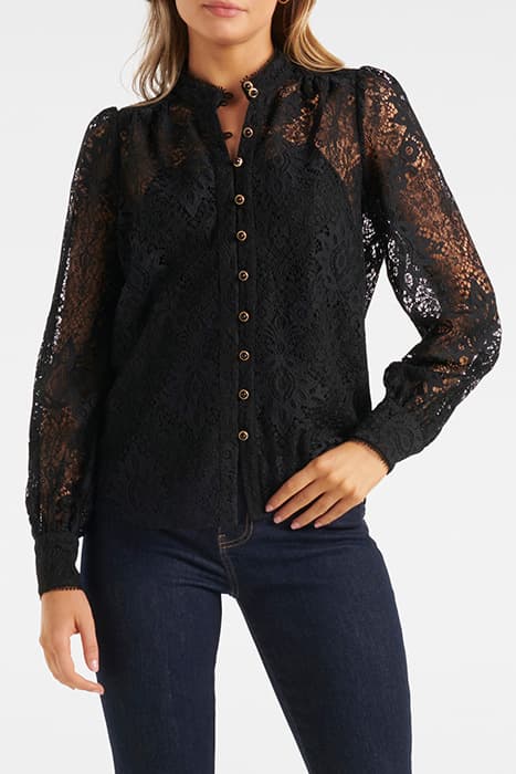 RUTH BUTTON DOWN LACE BLOUSE BLACK by Forever New