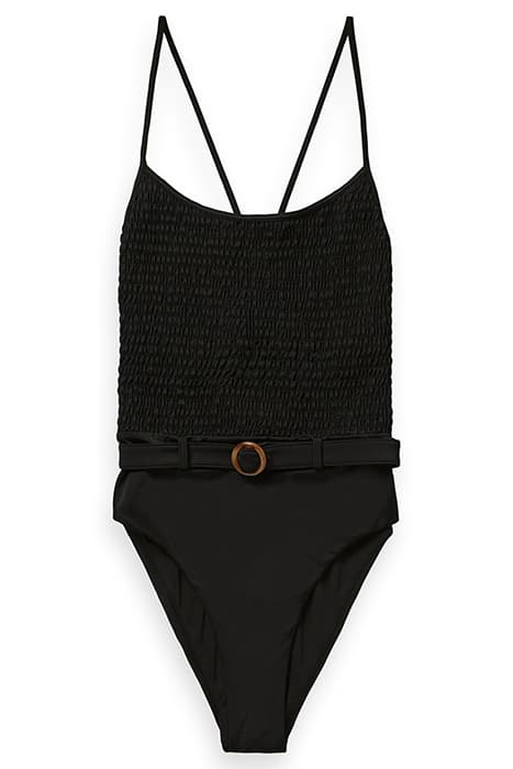 STRUCTURED SWIMSUIT WITH FIXED BELT BLACK by Scotch & Soda