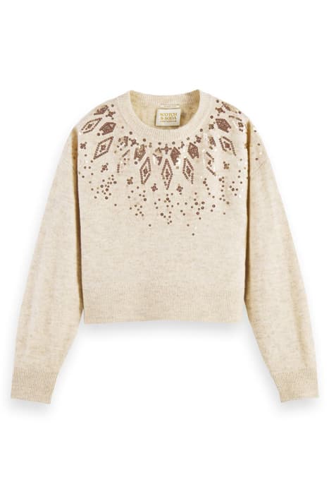 RELAXED FIT WOOL BLEND PULLOVER WITH SEQUIN DETAILING CREAM  by Scotch & Soda