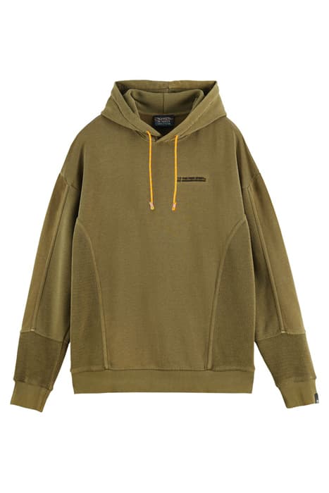 CUT & SEWN PANELLED FELPA HOODIE MILITARY by Scotch & Soda