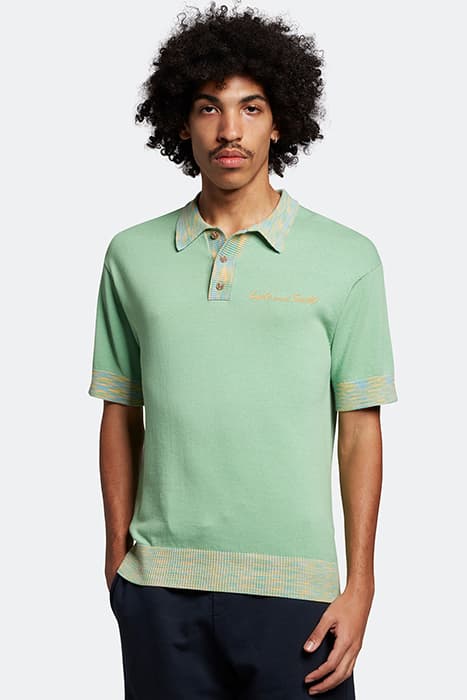 SPACE DYE TRIM KNITTED POLO MOLLY'S GREEN by Lyle & Scott