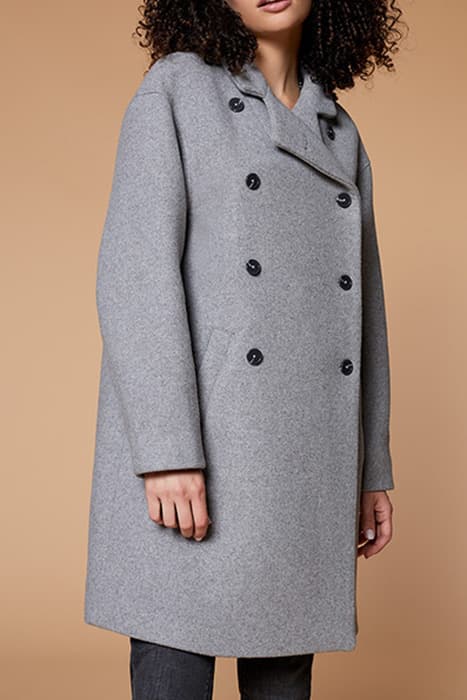 DUARTE - GREY WOOL COAT WITH STAND-UP COLLAR by ONE STEP