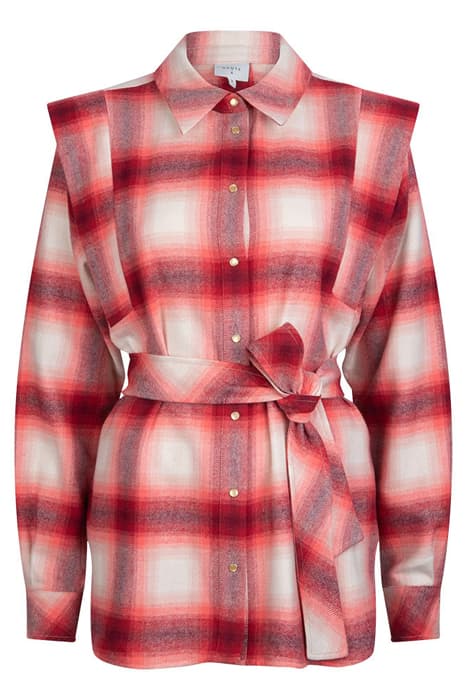 ROSY BELTED CHECK SHIRT PURE RED by Dante6