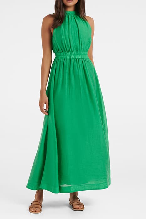 MAGNOLIA HIGH NECK MIDI DRESS GREEN by Forever New