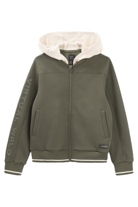 BOYS’ KHAKI HOODED BASEBALL JACKET CARDIGAN by IKKS