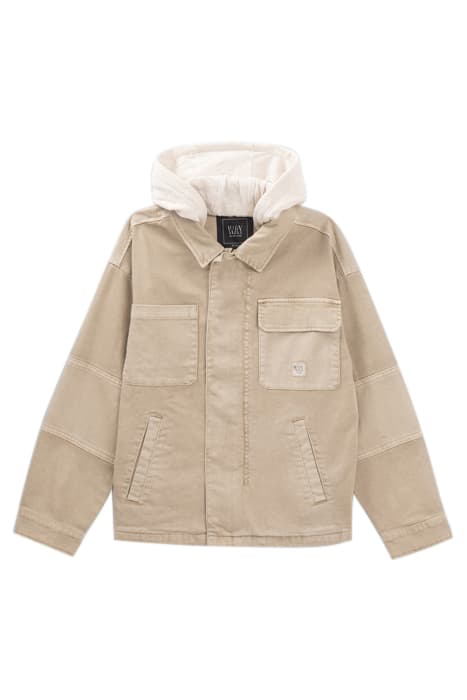 BEIGE DENIM JACKET WITH DETACHABLE HOOD by IKKS