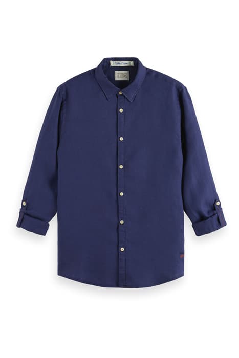 LINEN SHIRT WITH SLEEVE ROLL-UP MARINE by Scotch & Soda