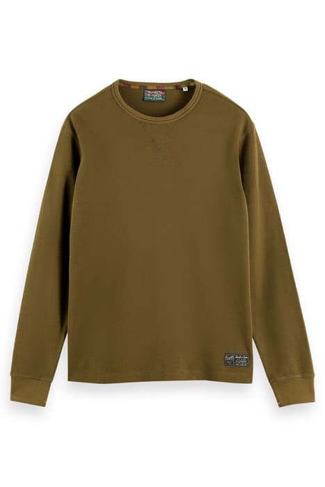 STRUCTURED WAFFLE LONGSLEEVE T-SHIRT MILITARY by Scotch & Soda