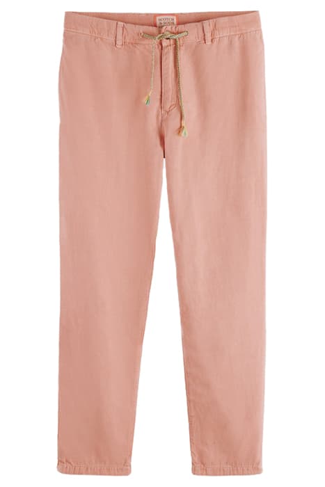 THE DRIFT- GARMENT-DYED COTTON LINEN JOGGER FLAMINGO by Scotch & Soda