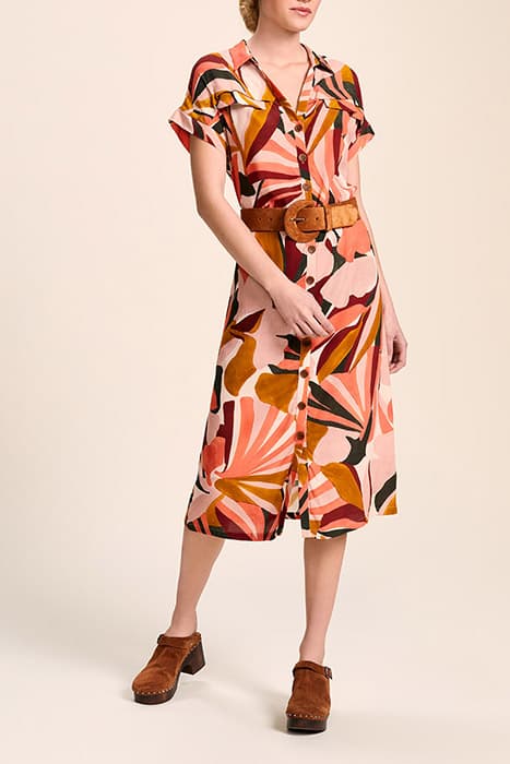 RAMY - MELON MIDI SHIRT DRESS WITH ARTY JUNGLE PRINT by ONE STEP