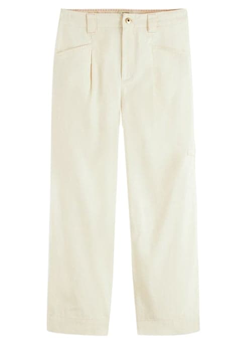 LIV - HIGH RISE STRAIGHT LEG WASHED COTTON TROUSERS VANILLA  by Scotch & Soda