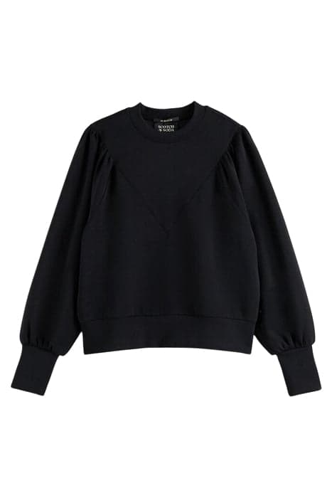 CREW NECK RAGLAN SWEAT WITH PIPING BLACK by Scotch & Soda