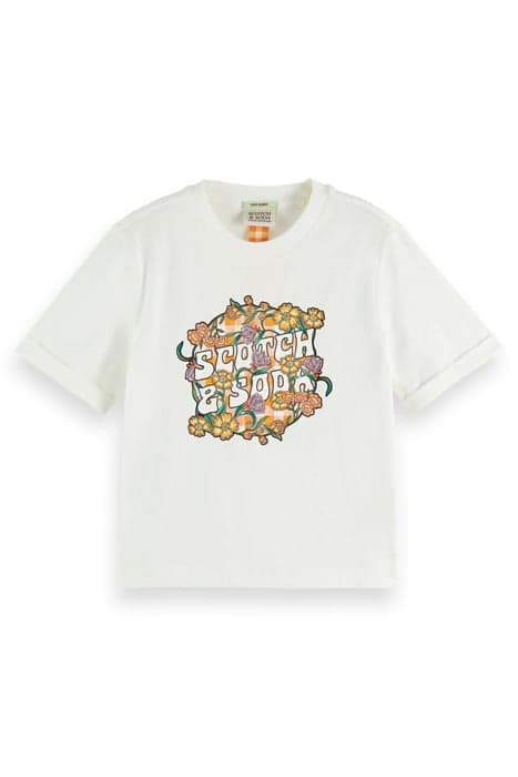 RELAXED-FIT FLORAL LOGO ARTWORK T-SHIRT OFF WHITE by Scotch & Soda