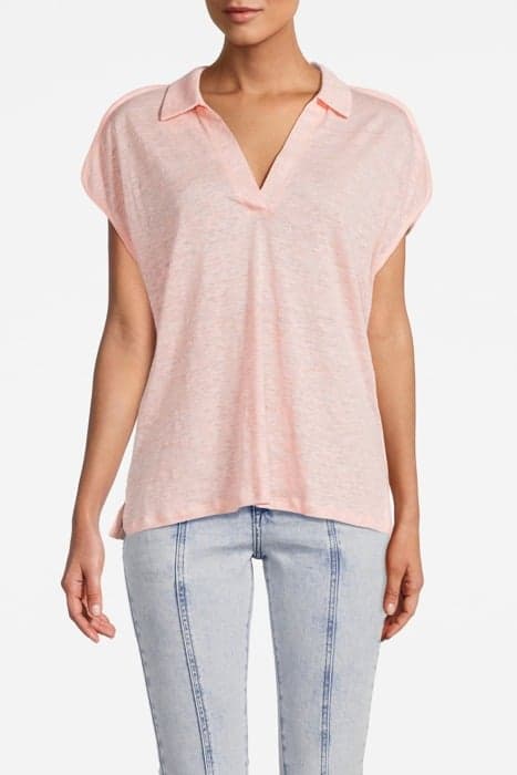 SLEEVELESS TOP MELANGE LINEN PINK SALMON by Summum Woman