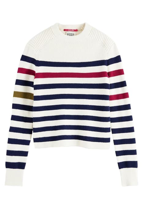 CONTRAST STRIPE PULLOVER IN ORGANIC COTTON VANILLA WHITE by Scotch & Soda