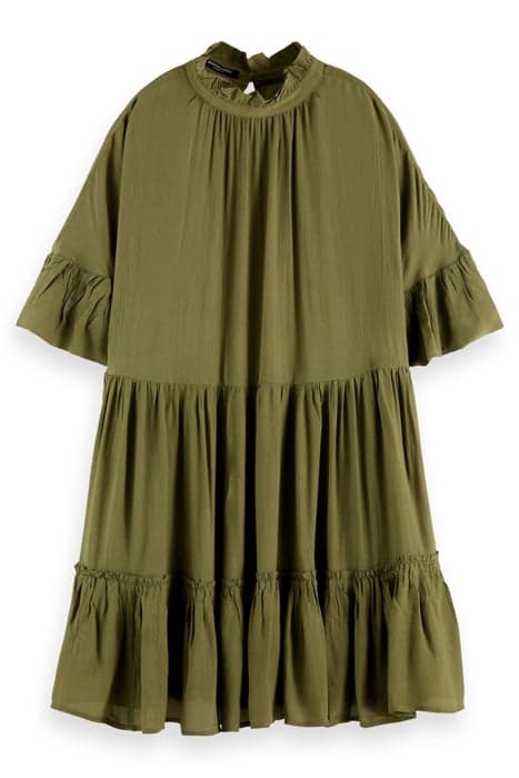 SHORT DRESS WITH RUFFLE SLEEVE DETAIL ARMY GREEN by Scotch & Soda