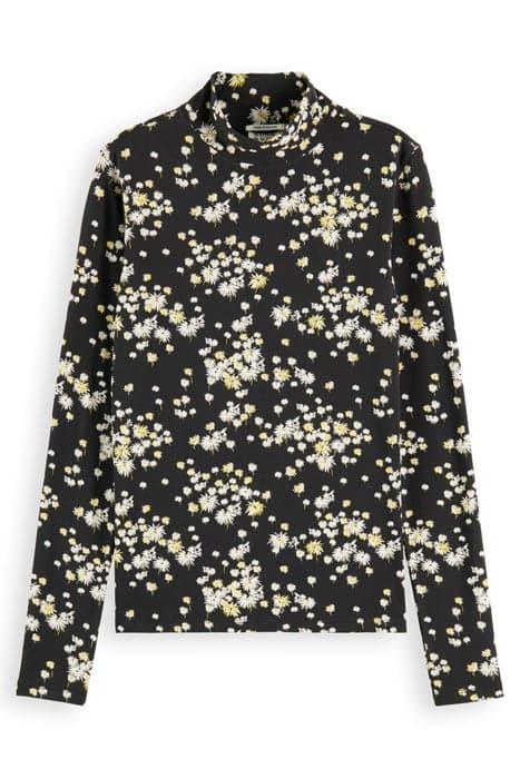 MOCK NECK ALLOVER PRINTED SLIM-FIT TOP DANDELION BLACK by Scotch & Soda