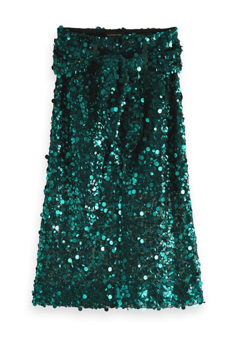 SEQUIN EMBELLISHED PENCIL MIDI SKIRT TEAL by Scotch & Soda