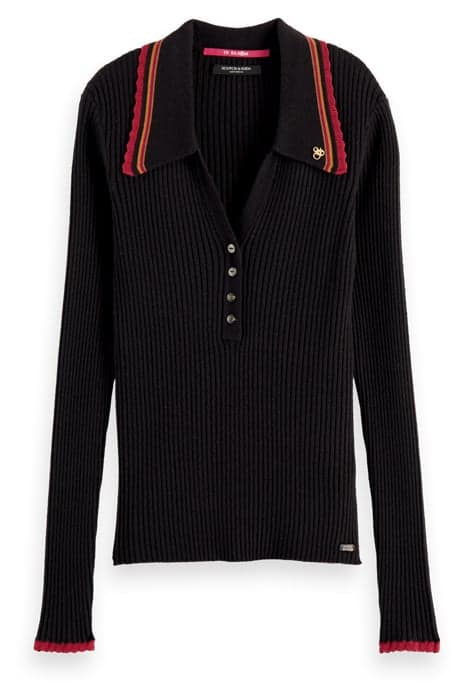 KNITTED LONGSLEEVE POLO BLACK by Scotch & Soda