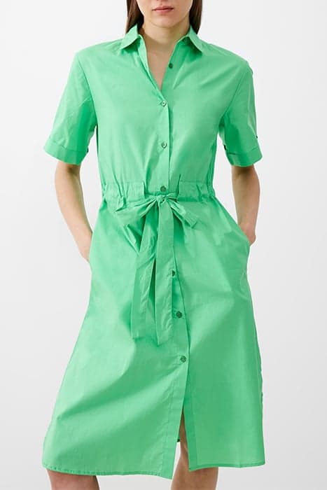 POPLIN TIE SHIRT DRESS MIDI POISE GREEN by French Connection