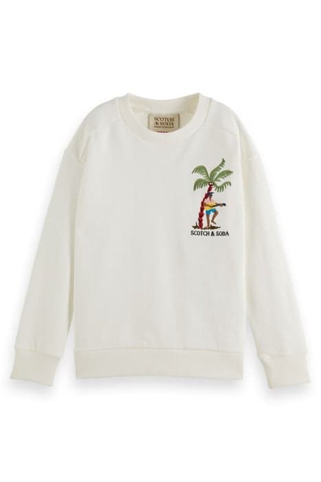 RELAXED-FIT CREWNECK EMBROIDERED ARTWORK SWEATSHIRT OFF WHIT by Scotch & Soda