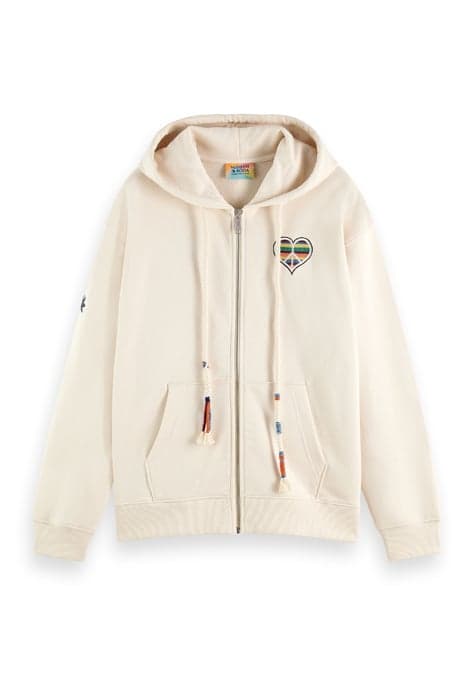 BORN TO LOVE - ZIP THROUGH HOODIE ECRU by Scotch & Soda