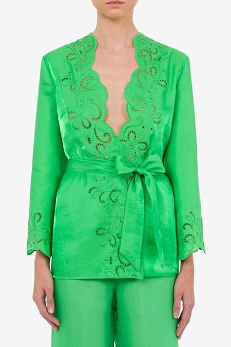 SHIRT WITH AJOUR SASH GREEN by Moschino