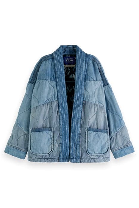 LIGHTWEIGHT QUILTED UNISEX DENIM KIMONO JACKET WASHED INDIGO by Scotch & Soda