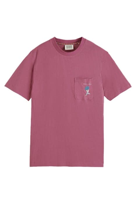 CHEST POCKET EMBROIDERED T-SHIRT IN COTTON/LYOCELL DAHLIA by Scotch & Soda