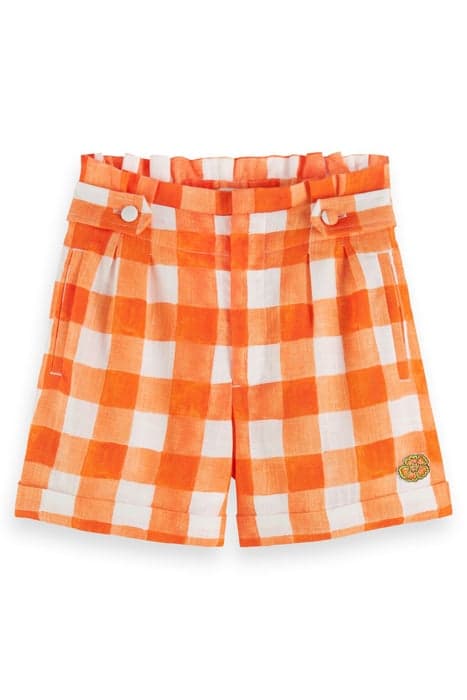 CHECKED LINEN BLEND SHORTS PAPAYA BISTRO CHECK by Scotch & Soda