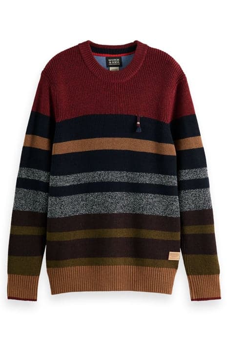 RELAXED STRIPED COTTON-BLEND RIB-KNIT PULLOVER COMBO A by Scotch & Soda