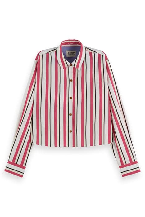 CROPPED OVERSIZED-FIT SHIRT IN ORGANIC COTTON MULTI STRIPE by Scotch & Soda