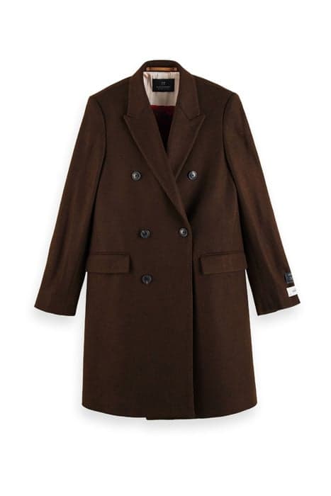 CLASSIC DOUBLE-BREASTED TWILL WOOL COAT BROWN by Scotch & Soda