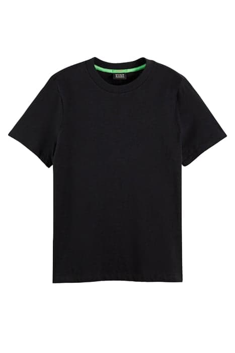 REGULAR FIT T-SHIRT WITH SPLITTED HEM BLACK by Scotch & Soda