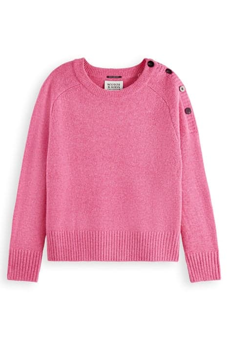 RELAXED FIT PULLOVER WITH BUTTON DETAIL SOFT ROSE MELANGE by Scotch & Soda