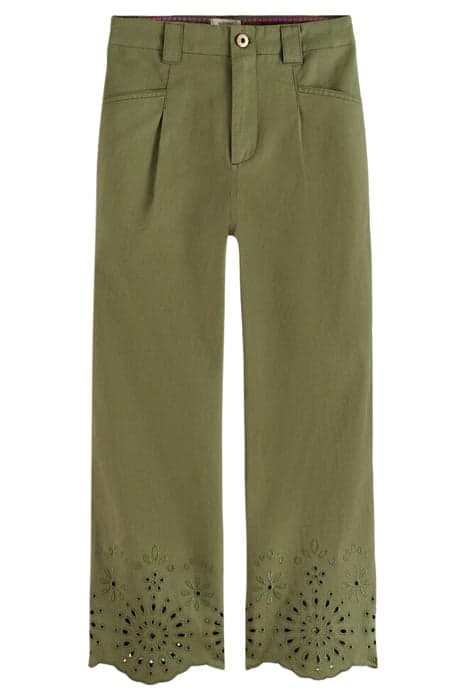 LIV - HIGH RISE STRAIGHT LEG EMBROIDERED COTTON TROUSERS OLI by Scotch & Soda