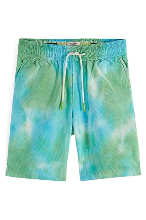 TIE-DYED ELASTICATED WAISTBAND CORDUROY SHORTS AQUA TIE DYE by Scotch & Soda